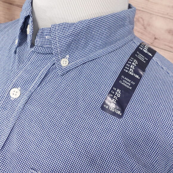 NWT GAP VINTAGE WASH CLASSIC FIT BLUE CHECK BUTTON DOWN SHIRT MENS XL NEW! - Picture 3 of 8